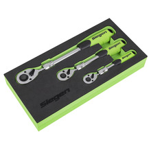 Sealey S01285 Siegen Extendable Ratchet Wrench Set 3pc