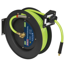 Sealey 15m Retractable High-Visibility TPR Air Hose with Metal Reel 10mm ID
