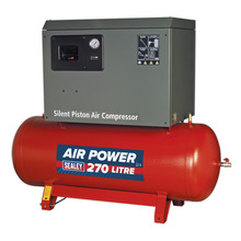 Sealey 270L Low Noise Belt Drive Air Compressor with Cast Cylinders 5.5hp 2-Stage