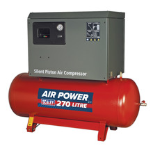 270L Low Noise Belt Drive Air Compressor with Cast Cylinders 7.5hp 3ph 2-Stage