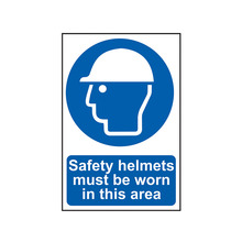 Scan SCA0002 Safety Helmets Must Be Worn in This Area - PVC Sign 200 x 300mm