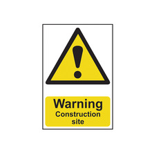Scan SCA0958 Warning Construction Site - PVC Sign 200 x 300mm