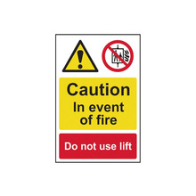 Scan SCA1180 Caution Event of Fire Do Not Use Lift - PVC Sign 200 x 300mm