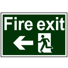 Scan SCA1506 Fire Exit Running Man Arrow Left - PVC Sign 300 x 200mm