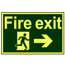 Scan SCA1581 Fire Exit Running Man Arrow Right - Photoluminescent 300 x 200mm