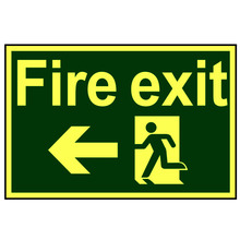 Scan SCA1583 Fire Exit Running Man Arrow Left - Photoluminescent 300 x 200mm