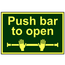 Scan SCA1584 Push Bar To Open - Photoluminescent 300 x 200mm