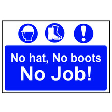 Scan SCA4009 No Hat, No Boots, No Job! - PVC Sign 600 x 400mm