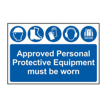 Scan SCA4020 Approved PPE Must Be Worn - PVC Sign 600 x 400mm