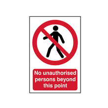 Scan SCA4053 No Unauthorised Persons Beyond This Point - PVC Sign 400 x 600mm