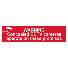 Scan SCA5254 Warning Concealed CCTV Camera - PVC Sign 200 x 50mm