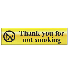 Scan SCA6001 Thank You For Not Smoking - Polished Brass Effect 200 x 50mm