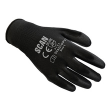 Scan SCAGLOPUE200 Black PU Coated Gloves - L (Size 9) (200 Pairs)