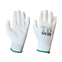 Scan SCAGLOPUW12M White PU Coated Gloves - M (Size 8) (Pack 12)