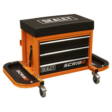 Sealey SCR18O Mechanic's Utility Seat & Toolbox - Orange