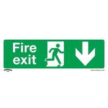 Sealey SS22P10 Worksafe&reg; Fire Exit (Down) Safety Sign, Rigid Plastic - Pack of 10