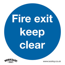 Sealey SS2V10 Worksafe&reg; Fire Exit Keep Clear Safety Sign, Self-Adhesive Vinyl - Pack of 10