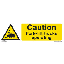 Sealey SS44P10 Worksafe&reg; Caution Fork-Lift Trucks Safety Sign, Rigid Plastic - Pack of 10