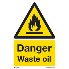 Sealey SS60P10 Worksafe&reg; Danger Waste Oil Safety Sign, Rigid Plastic - Pack of 10