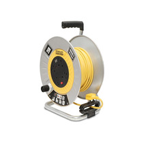 STANLEY® Electrical Open Metal Drum Cable Reel 240V 13A 4-Socket + 2 USB 25m