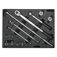 Premier Ratchet, Torque Wrench, Breaker Bar & Socket Adaptor Set with Tool Tray 13pc