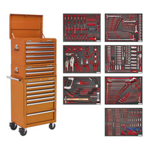 Superline PRO® Tool Chest Combination 14 Drawer with 446pc Tool Kit - Orange