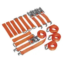 Sealey TDRWKIT Alloy/Steel Wheel Car Transporter Ratchet Strap Kit 4pc 50mm x 3m 4500kg Breaking Strength