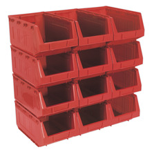 Sealey TPS412R Plastic Storage Bin 210 x 355 x 165mm, Red - Pack of 12