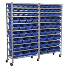 Mobile Bin Storage System with 72 Bins