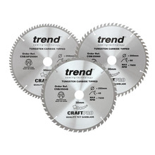 Trend TRECSB250P3 CraftPro Table Saw Blade 250 x 30mm x 48T/60T/84T (Pack 3)
