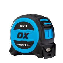 Ox OX-P506405 Pro 5m/16ft Tuff Blade Tape Measure - Magnetic Dual Hook & 32mm Wide Blade