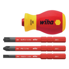 Wiha WHA41230 SoftFinish® electric slimVario Stubby Screwdriver Set, 4 Piece