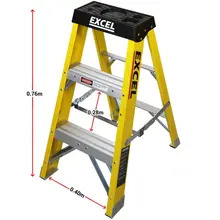 Excel 7403 Electricians Fibreglass Step Ladder 2 Tread 0.76m Heavy Duty