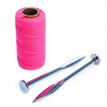 RAGNI R402-6LPNL PAIR OF SOLID FORGE LINE PINS & 76m HI VIS NYLON BRAIDED BRICK LINE