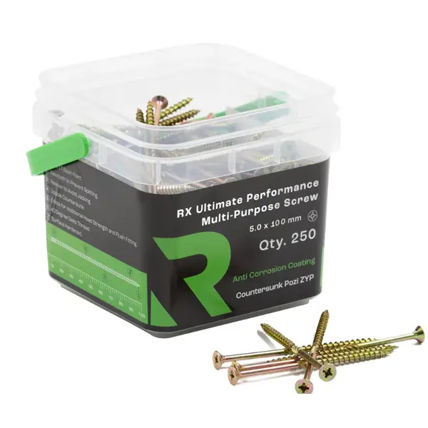Rika MPSRX026 Ultimate Wood Screw 5.0 x 100mm RX CSK Pozi Multi Purpose Screw 250pk