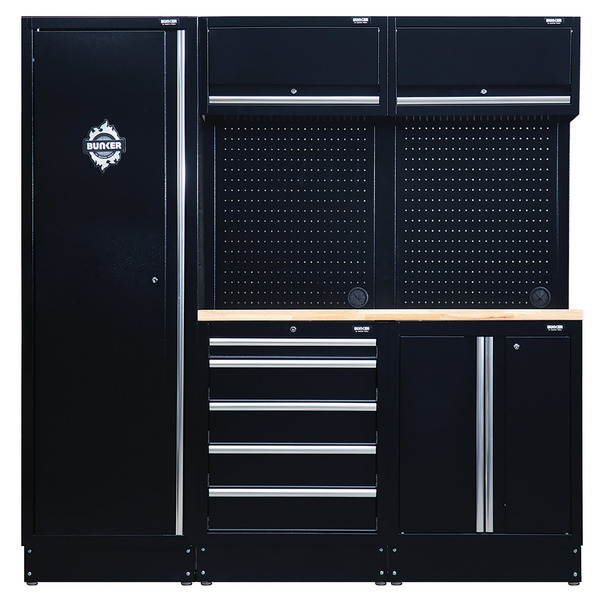 Draper BUNKER® 11 Piece Modular Storage Combo with Hardwood Worktop, 1960mm