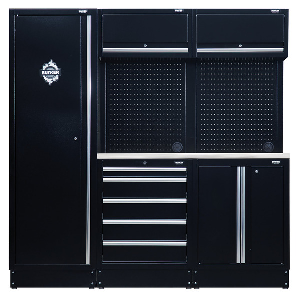 Draper BUNKER® 11 Piece Modular Storage Combo with Stainless Steel Worktop, 1960mm