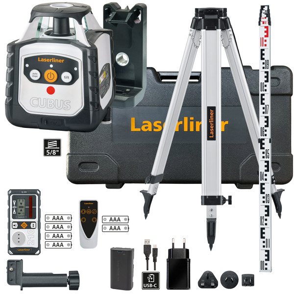 Laserliner 052205A Cubus 210S Rotary Laser Set 150cm With Tripod, Receiver & Case