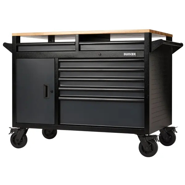 08251 Draper BUNKER® 14 Drawer Multi-Functional Workbench Roller Tool Cabinet, 48