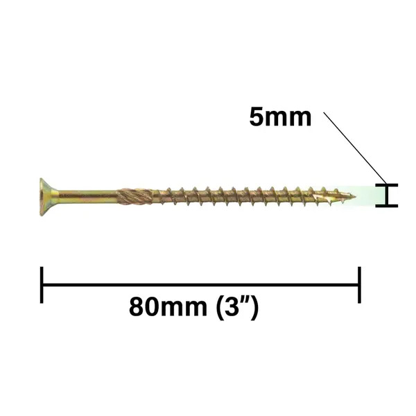 Rika MPSRX024 Ultimate Wood Screw 5.0 x 80mm RX CSK Pozi Multi Purpose Screw 400pk