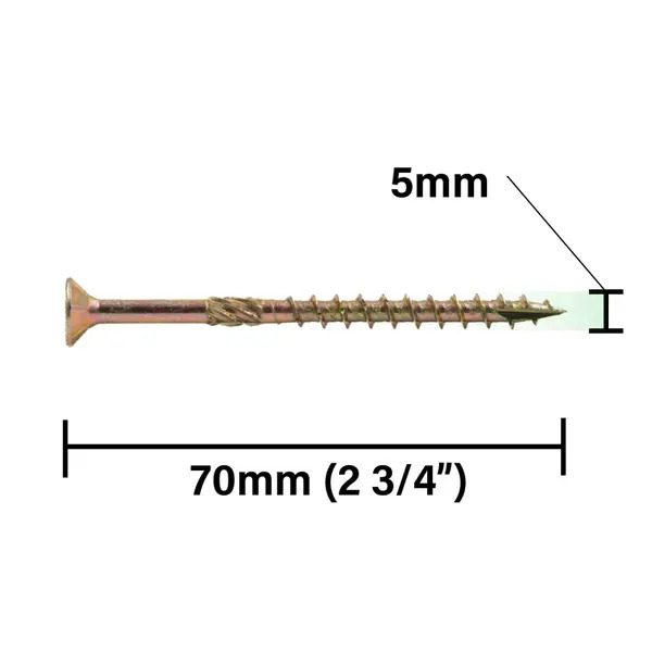 Rika MPSRX023 Ultimate Wood Screw 5.0 x 70mm RX CSK Pozi Multi Purpose Screw 450pk