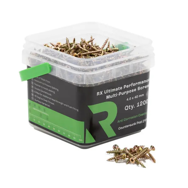 Rika MPSRX012 Ultimate Wood Screw 4.0 x 40mm RX CSK Pozi Multi Purpose Screw 1200pk