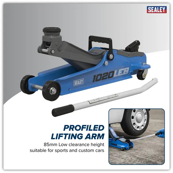 Sealey 1020LEB Low Profile Short Chassis Trolley Jack 2 Tonne - Blue