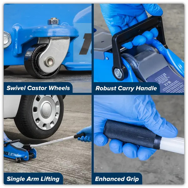 Sealey 1020LEB Low Profile Short Chassis Trolley Jack 2 Tonne - Blue