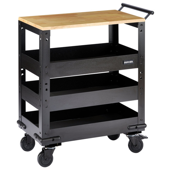 Draper BUNKER® 3 Tier Trolley with Pull Handle and Hardwood Worktop, 714mm