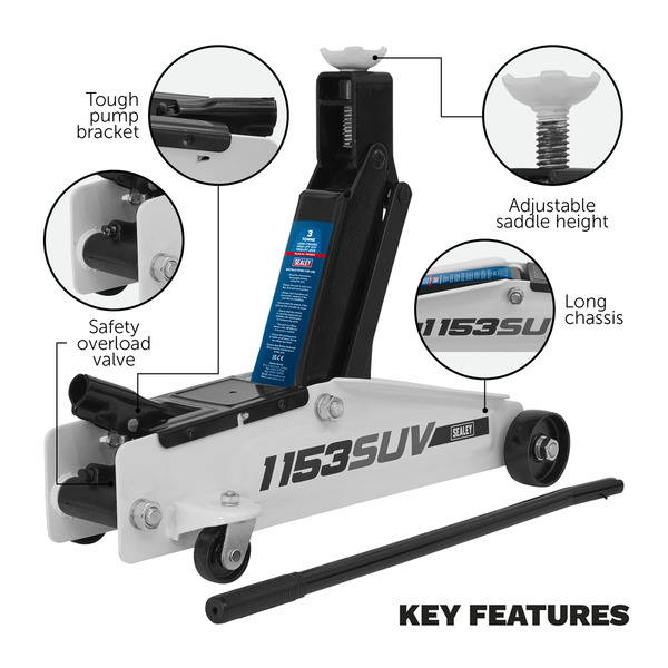Long Reach High Lift SUV Trolley Jack 3 Tonne