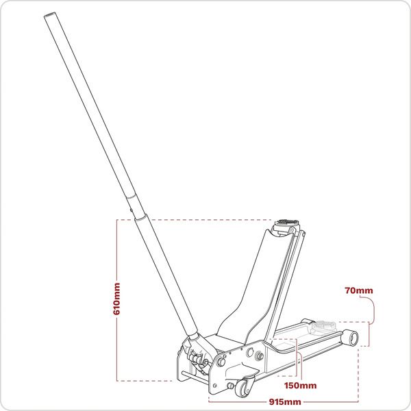 Sealey Low Profile Long Reach Rocket Lift Trolley Jack 1.5 Tonne