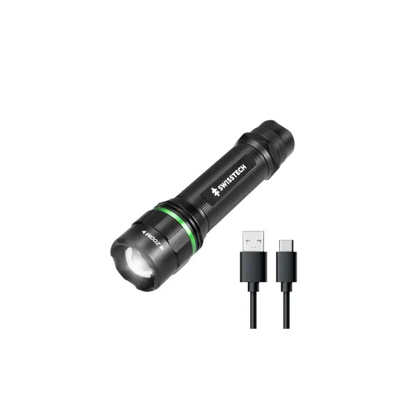 Swisstech ST031620 500 Lumen Drop Proof Zoomable Rechargeable Aluminium Torch