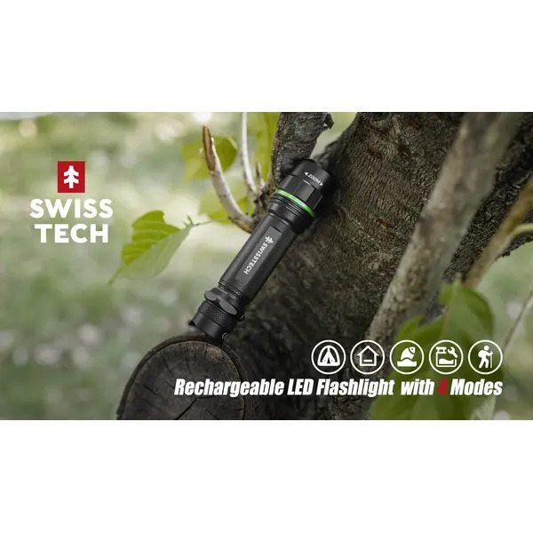 Swisstech ST031620 500 Lumen Drop Proof Zoomable Rechargeable Aluminium Torch