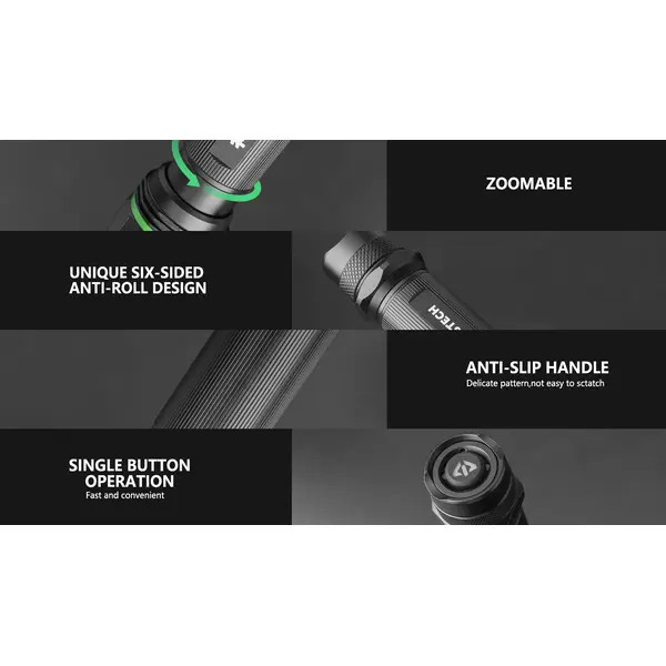 Swisstech ST031620 500 Lumen Drop Proof Zoomable Rechargeable Aluminium Torch